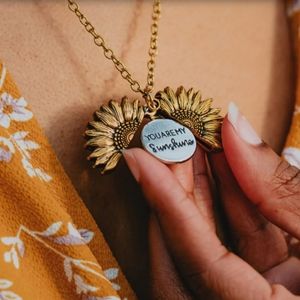 Sunflower Necklace "You Are My Sunshine," gold plating